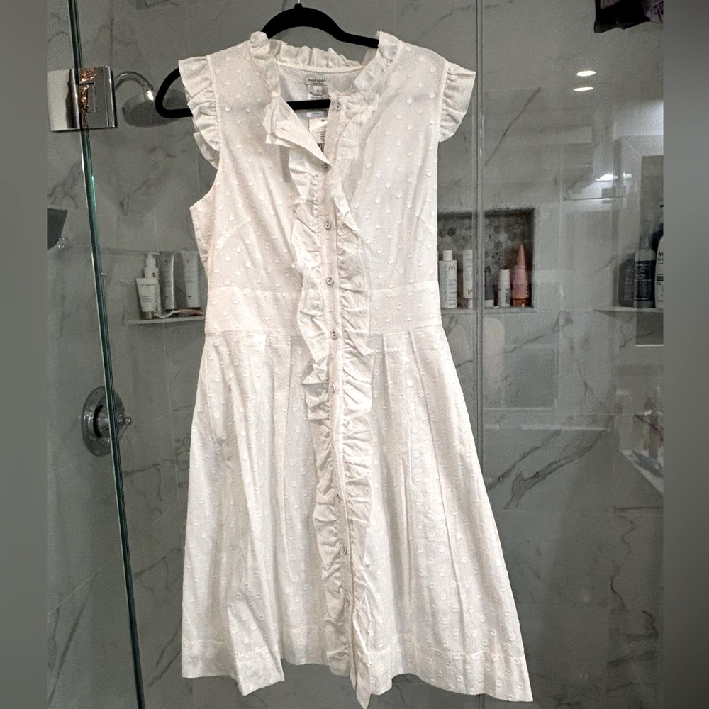 NWT Kate Spade White Polka Dot Eyelet Sundress with Flutter Capped Sleeves